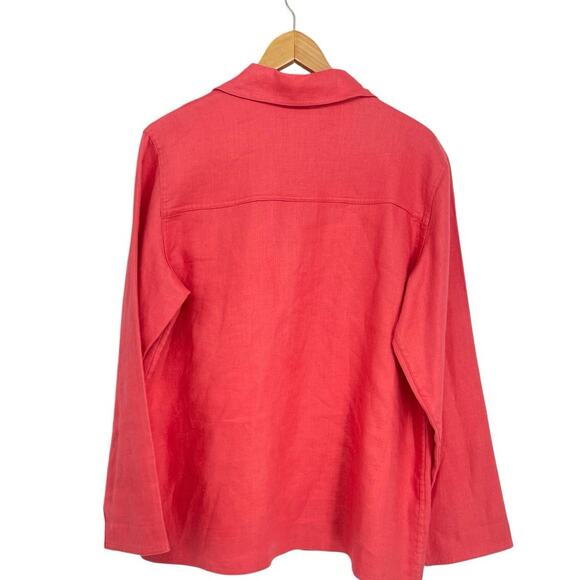 Coldwater Creek Coral‎ 100% Linen Blazer Size L Classic Breathable - Picture 2 of 4